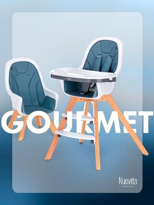 Стульчик для кормления Gourmet от 6 месяцев (дерево, бук), растущий, складной